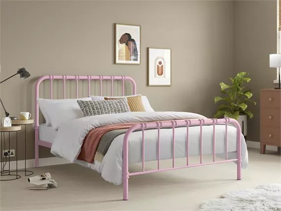 Jordan Pink Metal Bedframe Sleep And, Metal Bed Frame Parts Uk